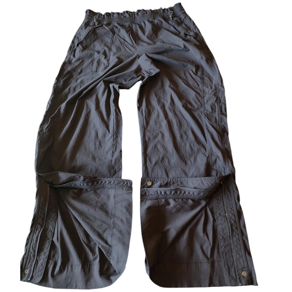 Athleta black nylon drawstring waist zipper ankle wider leg pants 16 - Picture 6 of 15